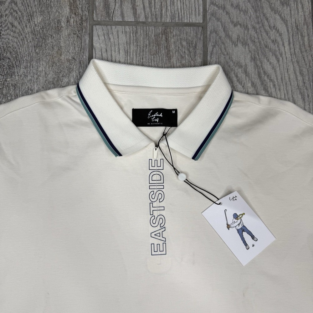 Eastside Golf Polo Zip Shirt Mens Short Sleeve Performance Logo White Tech Sz M - Picture 3 of 11